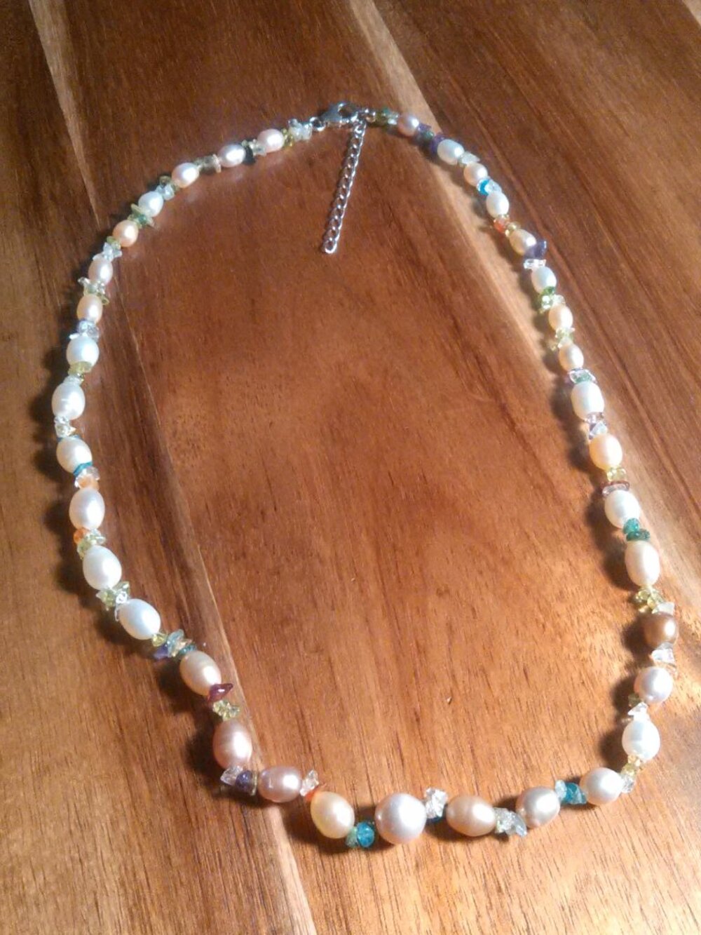 Multi-Color Freshwater Pearl and Multi Gemstone Beaded Sterling Silver Necklace